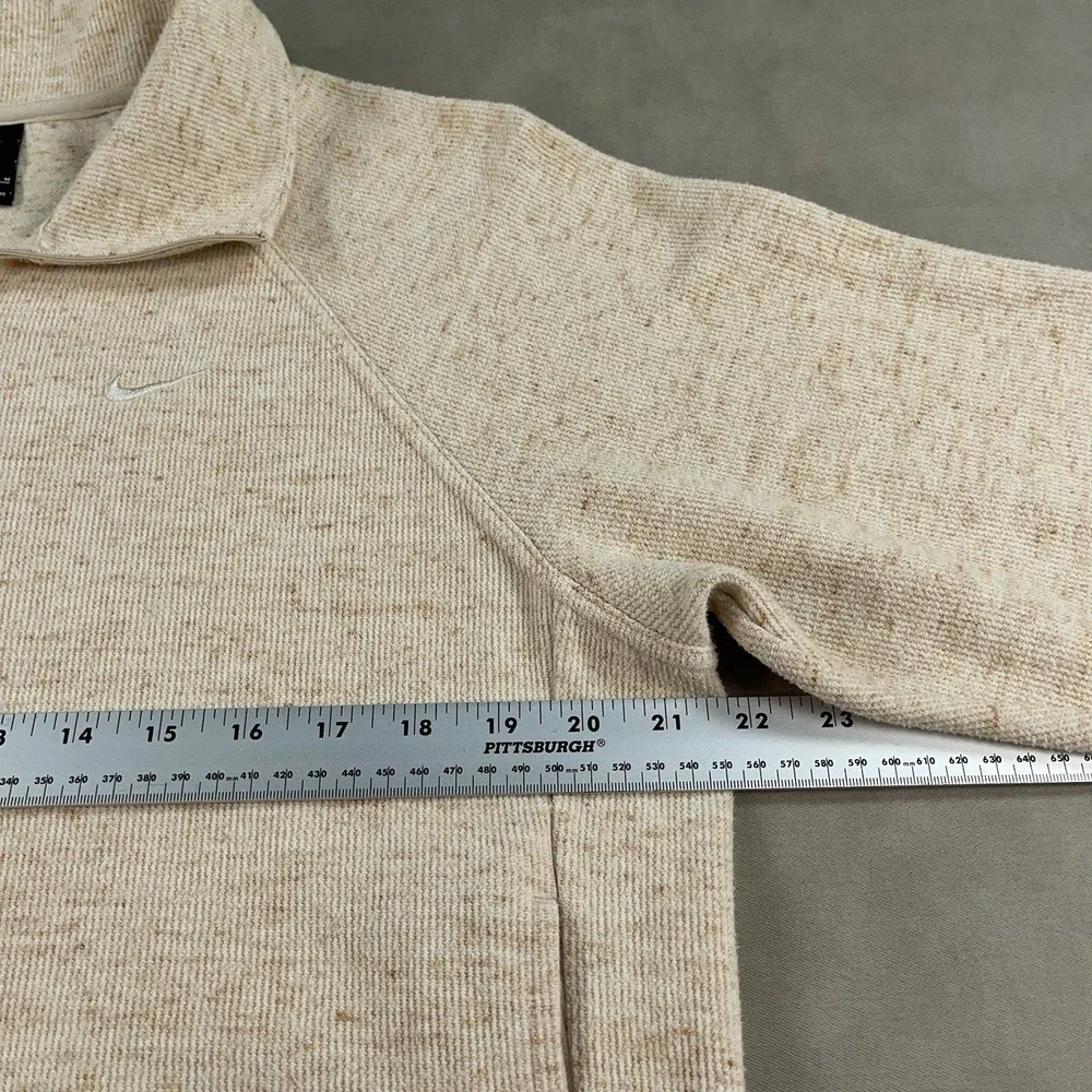 Nike Quarter Zip Mock Neck Pullover Sweater Women's Size Medium Beige Cropped - Picture 7 of 12